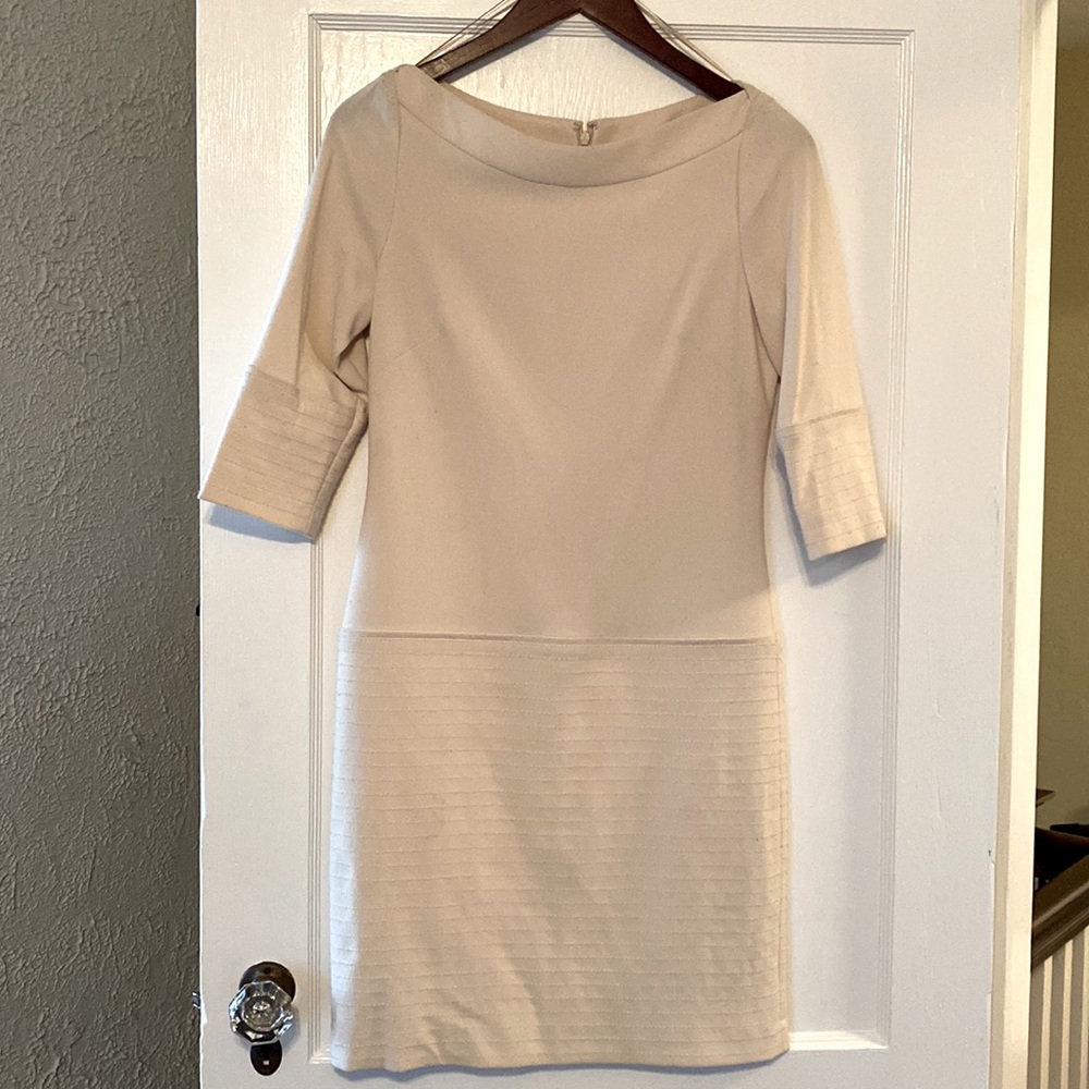 Jessica Simpson Boatneck 3/4 sleeve winter white dress